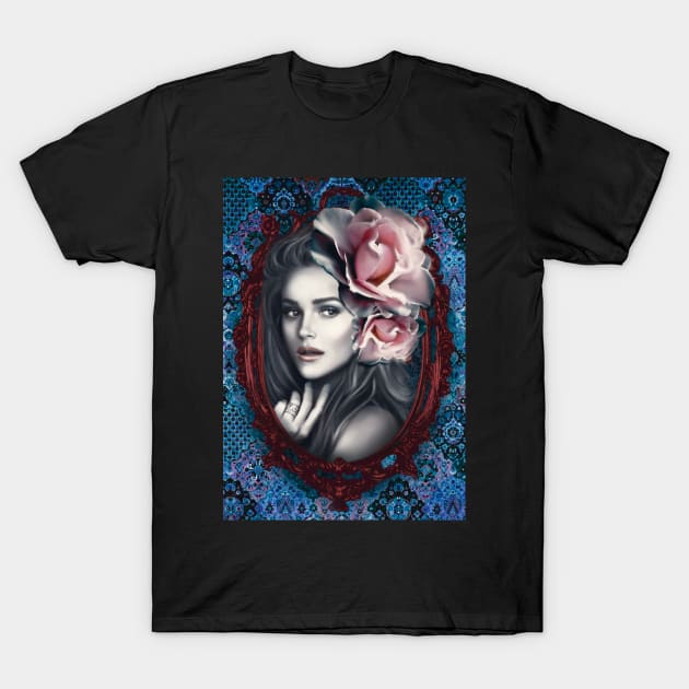 Vampire Vibes Underworld Cold Portrait with roses T-Shirt by Relaxing Art Shop